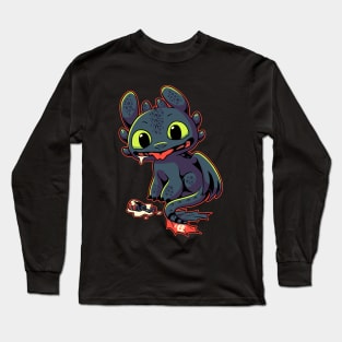 Pls Throw?? // Cute Dragon, Toothless, Viking, Kawaii Long Sleeve T-Shirt